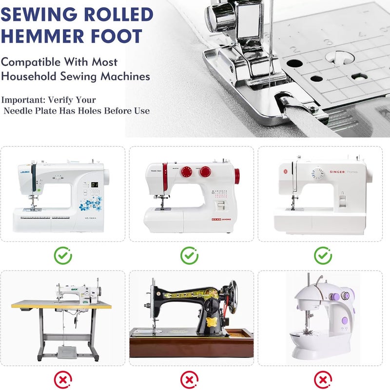 LBCSO 3 Size Rolled Hem Presser Foot Set (3mm,4mm,6mm) - Universal Low Shank Snap-On for Singer, Brother, Janome, Babylock - Sewing Machine Supplies Rolled Hemmer Foot,Multifunctional Household Accessories - Image 4